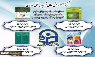 برنامه همایش ها و سمینارهای هفته پژوهش در مرکز آموزش عالی شهید بهشتی