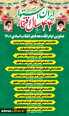  شعار محوری و عناوین ایام الله دهه فجر انقلاب اسلامی سال 1401 از سوی شورای هماهنگی تبلیغات اسلامی اعلام شد. 

 « ایران استوار، 44 سال افتخار» به عنوان شعار محوری دهه فجر 1401 اعلام شد 