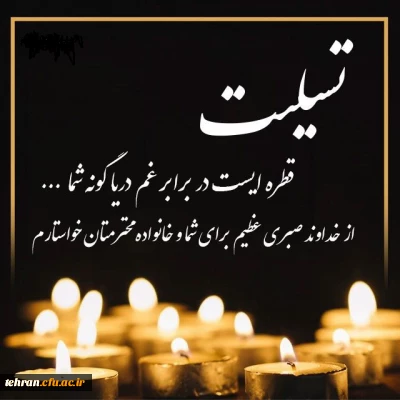 پیام تسلیت؛

خدمت جناب حجت الاسلام والمسلمین حاج آقای شکری، معاون محترم دفتر نهاد نمایندگی مقام معظم رهبری دانشگاه فرهنگیان استان تهران